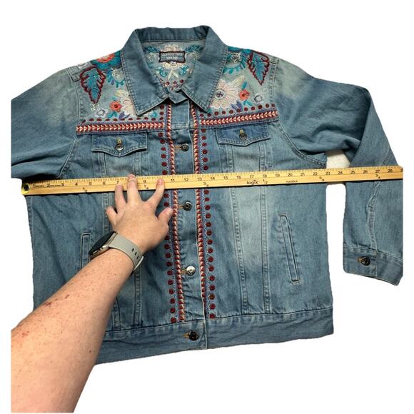 Johnny Was Workshop Jean Jacket Womens XL Oman Embroidered Floral - Picture 3 of 12